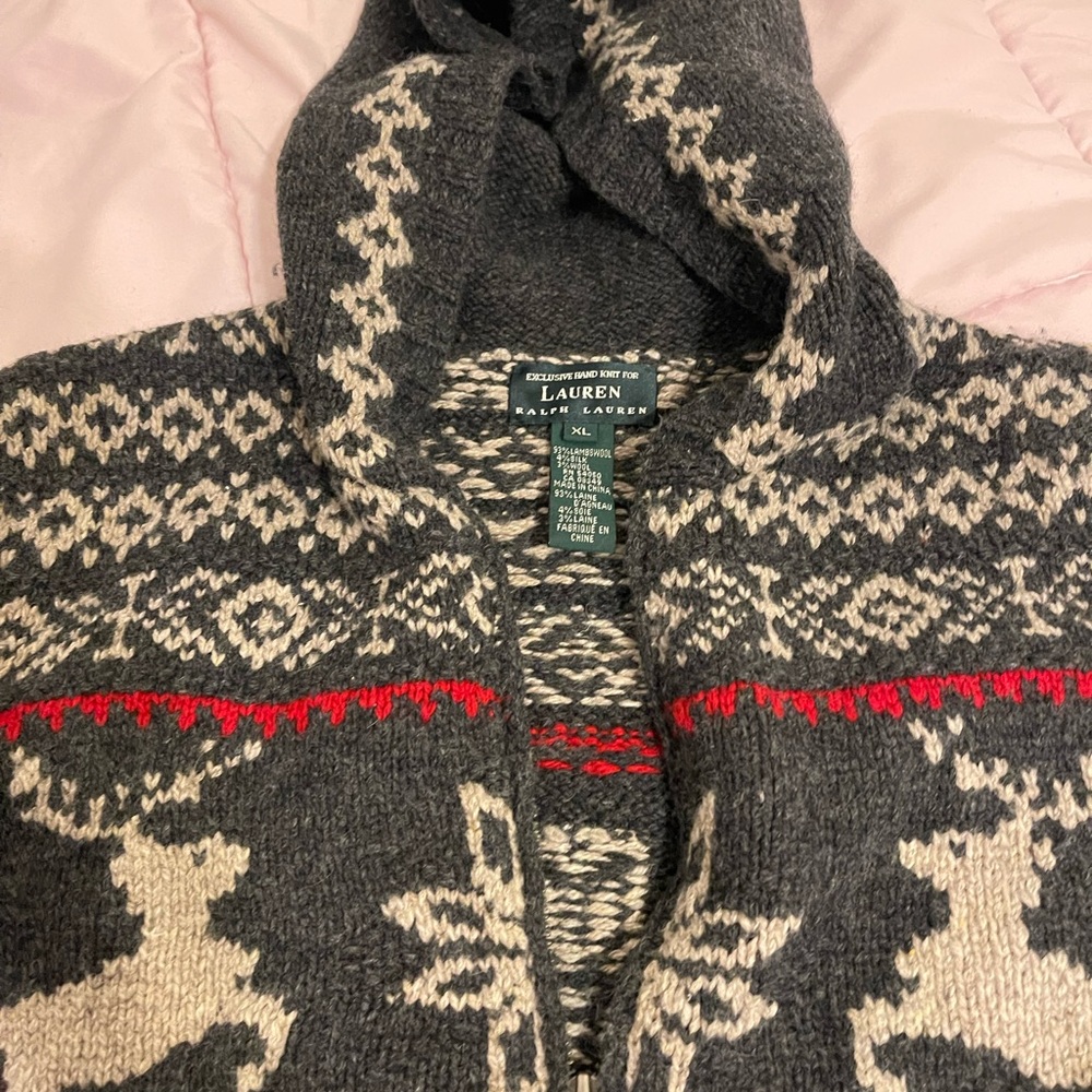 Lauren Ralph Lauren Charcoal Hooded Sweater - Picture 3 of 6